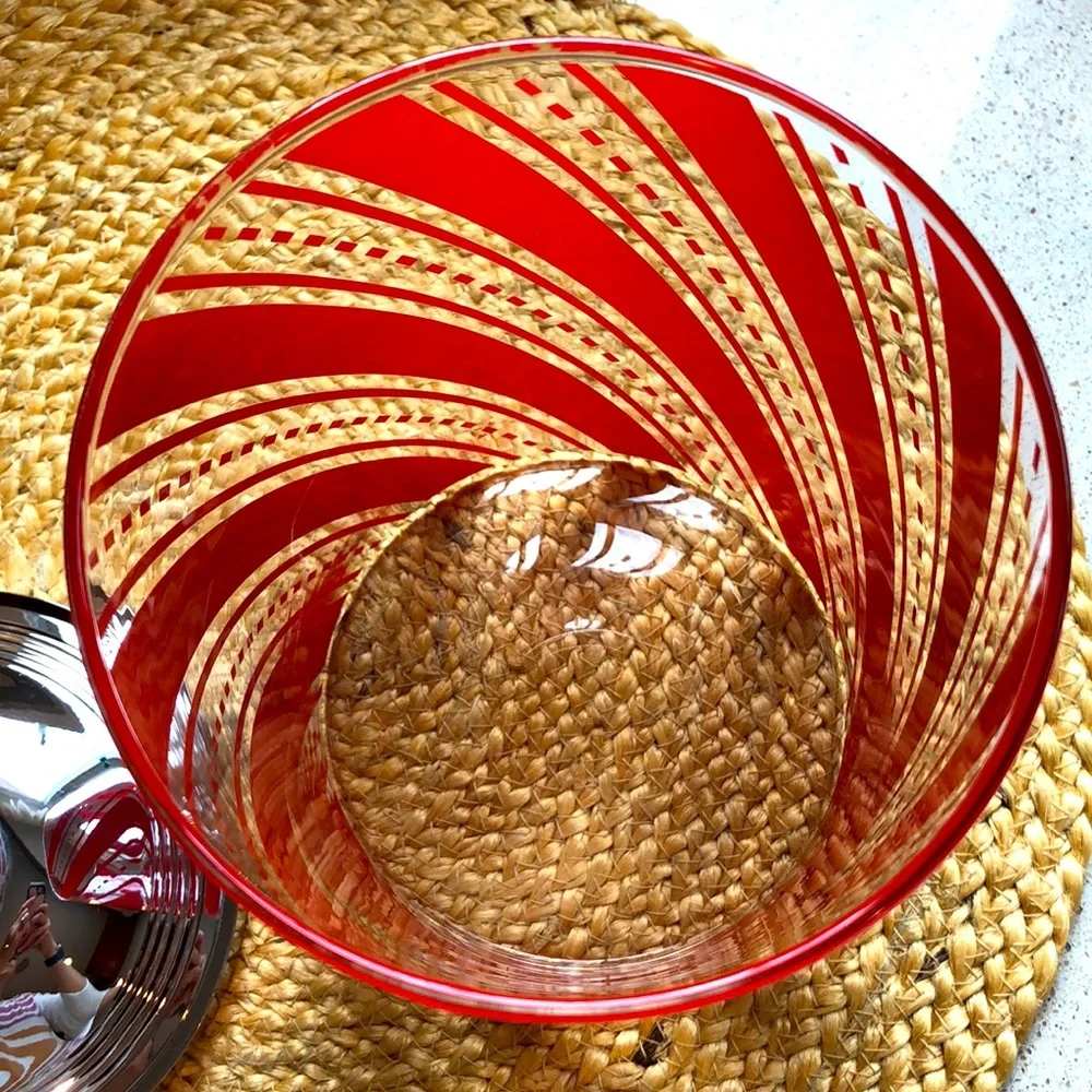 Williams Sonoma Candy Cane Striped Collectable Glass Canister w/ Dalmatian Lid